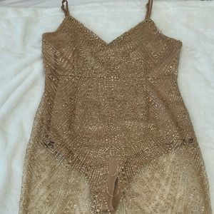 Sparkle See Through Slit Dress